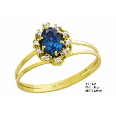 Imagem de Anel de Formatura Gota em Ouro 18k com Turmalina e Brilhantes em Zircô