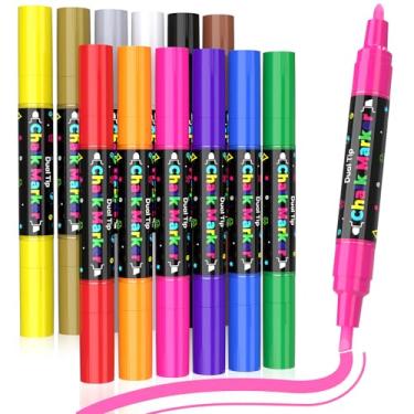 Imagem de KERIFI Marcadores de giz líquido apagáveis – 12 marcadores de quadro negro de cores vibrantes, não tóxicos, laváveis e apagáveis a úmido para quadro-negro, placas de quadro-negro, janela de carro