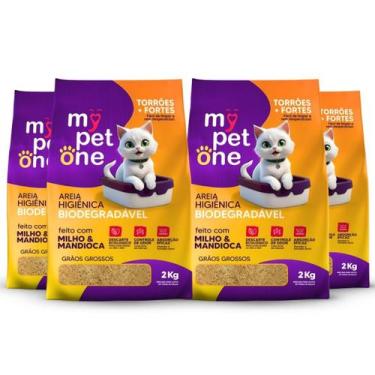 Imagem de Kit 4 Areia Biodegradável Gatos Bio Gold Grossa MyPetOne 8kg