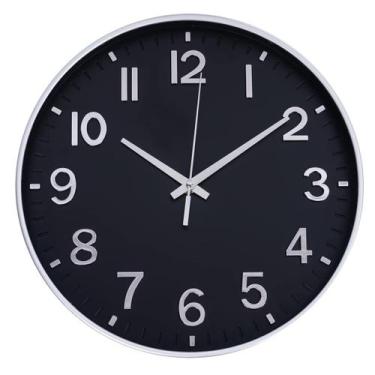 Imagem de Relógio de parede HZDHCLH Modern 30cm operado por bateria Silent Black