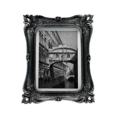 Imagem de Porta-retratos CISOO Vintage 13x18cm/5x7 polegadas de resina preta/pra
