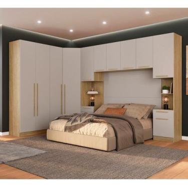 Imagem de Quarto Modulado 3 Roupeiros 2 Mesas de Cabeceira e Um Ponte Casal San 