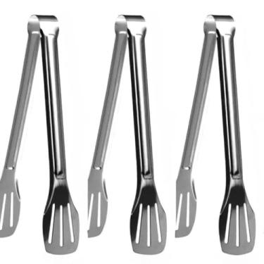 Imagem de Pegador Multiuso para Salada, Pães, Macarrão e Churrasco, Pinça Cozinha e Culinária, Inox Profissional Longo(3Pcs - 14 polegadas)