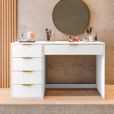 Imagem de Penteadeira com Porta Objetos e 5 Gavetas Vita Branco