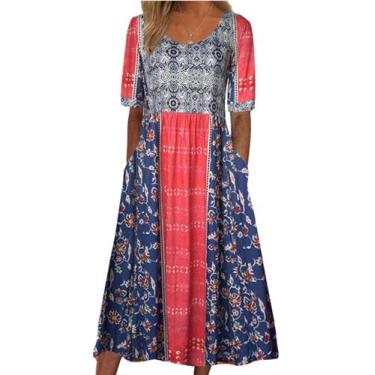 Imagem de Vestido maxi feminino Medlor com estampa floral boho 2025 plus size