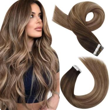 Imagem de Fita adesiva em extensões de cabelo humano Moresoo Balayage 22" 4 /10/