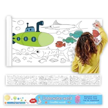 Imagem de Rolo de papel de colorir de tamanho grande para crianças, rolo de papel de desenho infantil, papel de enchimento colorido para pintura de parede adesiva, brinquedos educativos criativos para crianças