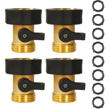 Imagem de Pacote com 4 válvula de corte de mangueira de jardim, resistente, 9,5 cm, sólido com 8 conectores extra de borracha para mangueira de jardim, válvula de desligamento de água