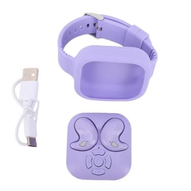 Imagem de Heayzoki Earbud Sem Fio Com Torneira de Página, Controle Remoto do Obturador da Câmera, Cinta de Relógio, Bluetooth 5.4 Encontro de Ouvido Remoto para Livro Eletrônico Aplicativo de (Roxo)