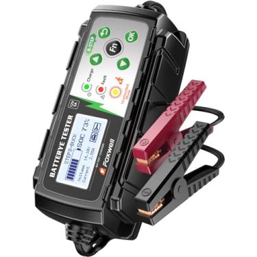 Imagem de FOXWELL Carregador de bateria de carro BC521, testador, mantenedor 3 em 1, carregador inteligente e dessulfator 12A 5A com visor LCD de compensação de temperatura, analisador de sistema de