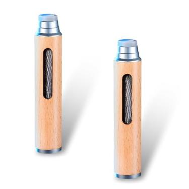 Imagem de MOXRUQ 2 cinzeiros portáteis de madeira feitos à mão, cinzeiro anticinzeiro para carro com suportes de cigarro de 5,2 mm, 6,8 mm, 7,8 mm, apanhador de fumaça de armazenamento automático, universal