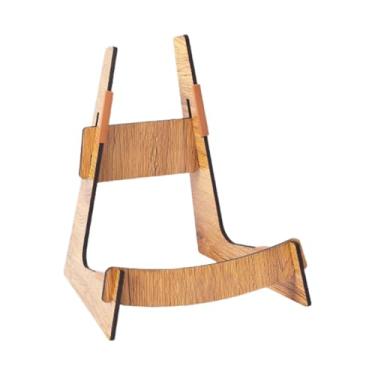 Imagem de menolana Suporte de madeira para violão e violino em formato de L, suporte portátil de madeira maciça para violino, de armazenamento para ukulele, baixo e, Madeira Natural