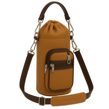 Imagem de Bolsa Térmica para Garrafa Vidinne OCREO em Courino, com Alça Transversal, Produto Artesanal Premium VIDINNE (Caramelo, 500 ml)