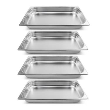 Imagem de Kit Quatro Cubas Gastronomica Padrão Gn 1/1 65mm Inox com Tampa Weck