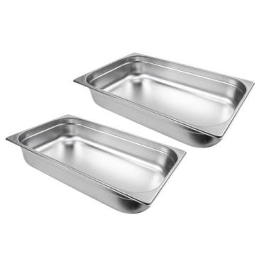 Imagem de Kit Duas Cubas Gastronomica Padrão Gn 1/1 100mm Inox com Tampa Weck