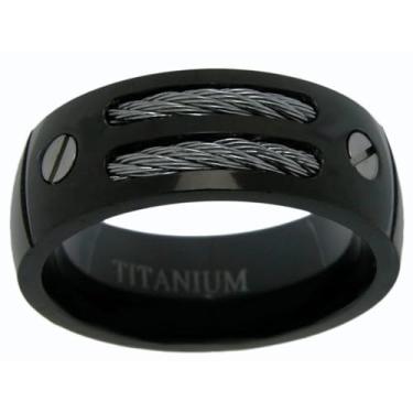 Imagem de Anéis de casamento de titânio preto indestrutível para homens