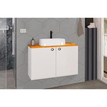 Imagem de Gabinete Armário para Banheiro Suspenso Madri com Cuba Branco - REDE M