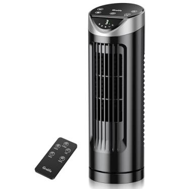 Imagem de Grelife Ventilador eletrônico de torre de 13 polegadas com controle remoto, 3 velocidades e 3 modos, oscilação de 90°, tela de LED, temporizador de 7,5H, resfriamento silencioso sem lâminas – economia