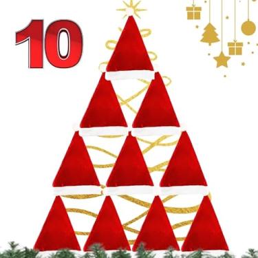 Imagem de Gorro de Papai Noel em Cetim Vermelho e Branco - Clássico, Confortável e Durável (10)