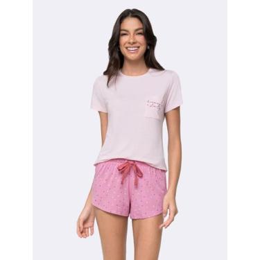 Imagem de Pijama Manga Curta Corações ao Sol - Veggi, Rosa, XG, Feminino