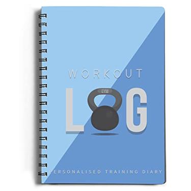 Imagem de Agenda de exercícios para rastreamento diário de fitness e definição de objetivos (tamanho A5, 15 x 20 cm, azul azul), diário de treinamento pessoal para casa e academia, diário de registro para perda