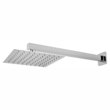 Imagem de Ducha Chuveirão Cromada Quadrada Inox 20x20 Moderno Inox Acabamento Br