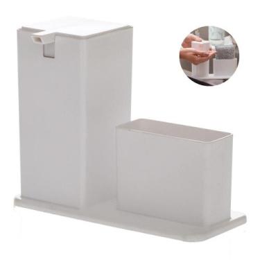 Imagem de Dispenser Quadrado Plástico Porta Detergente Esponja Pia Cozinha Param