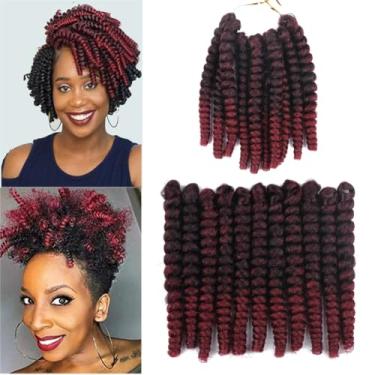 Imagem de Haolocs 3 pacotes Saniay Curl Crochet Tranças Curtas de Crochê Trança de Crochê Bouncy Torção Espiral Cachos Jamaicanos Extensões de Cabelo Torcido Jamaicano 20 Fios/Pacote (Pbug, 15,2 x 50,8 cm)