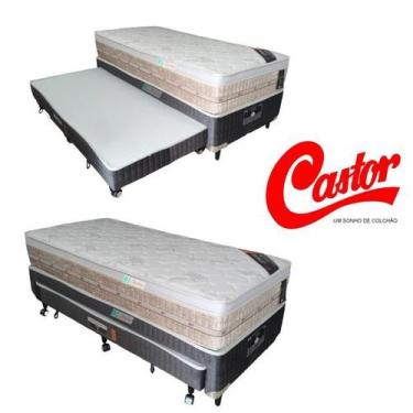 Imagem de Cama Box  Solteiro Castor c/ auxiliar Espuma Silver Star Cinza + Colch