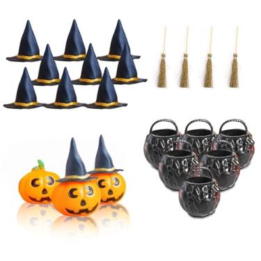 Imagem de NMMUGOR 24 Mini Decorations Pumpkin Witch Hat Witch Broom Witch Smelter Halloween Decorations Halloween Party Crafts Birthday Wedding DIY Crafts Accessories Witch Party Supplies
