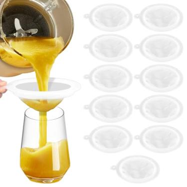 Imagem de 12 peças de filtro de malha fina, filtro de cozinha de plástico 200 malhas, filtro de nylon para funil de 12,7 cm, peneira reutilizável, adequado para filtrar suco, leite, café, leite de soja