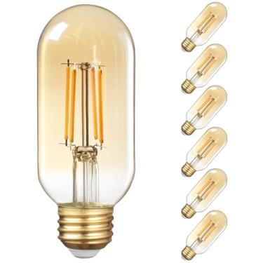 Imagem de TORCHSTAR Lâmpada Tubular Led Regulável, Listada Pela Ul, T45 Edison 4,5 W, 2200 K, Branco Suave, T14 Vintage Para Luminárias Pendentes, Equivalente A 25 400 Lm, Base E26, Vidro Âmbar Quente, Pacote