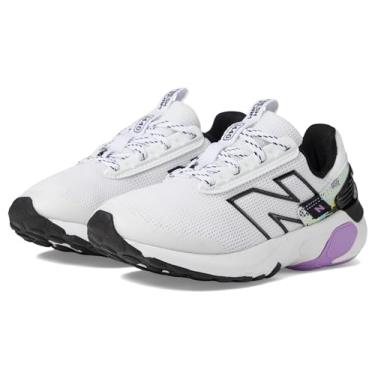 Imagem de New Balance Tênis de corrida unissex infantil 1440 V1 com cadarço, Branco/preto/roxo desbotado, 1.5 Wide Little Kid