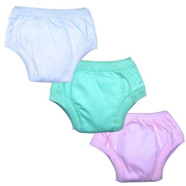 Imagem de Kit 3 Calcinhas Fralda Treinamento Desfralde Infantil V/B/R - Minha Es