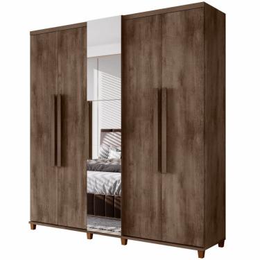 Imagem de Guarda Roupas de Casal RV Móveis Munique 5 portas com espelho sapateira 3 gavetas larguras de 2,28 metros com pês Freijo