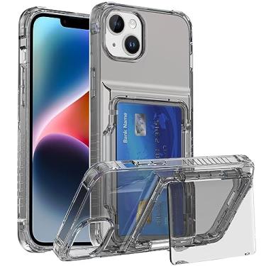 Imagem de SORAKA Capa transparente para iPhone 15 com porta-cartões,capa protetora 2 em 1 em acrílico transparente e TPU macio