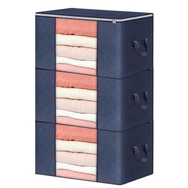 Imagem de Kit 3 Sacos Organizador Multiuso Anti Mofo Dobrável Edredom Cobertores Roupas de Cama Banho Travesseiros