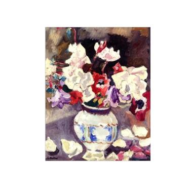 Imagem de Flores Pintura em tela Famosa Pintura Reprodução-Quadros para sala de estar-Vaso anêmonas 2-Pôster e impressões 60x80cm Sem Moldura