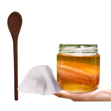 Imagem de Scoby Kombucha Original Fermentação Caseira + Colher de Pau + Tampa Voal
