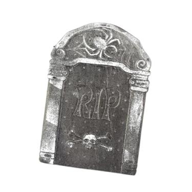 Imagem de BLWOTMOR Enfeite de Lápide de Espuma de Halloween Realista, Assustador, único, Adereços de Halloween, Lápide de Cemitério para Casas, Carnavais, Style D, Tamanho real