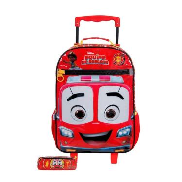 Imagem de Kit Escolar Equipe Resgate Mochila Roda + Estojo Duplo