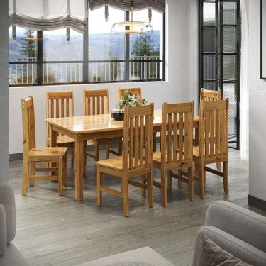 Imagem de Conjunto Sala de Jantar Mesa Retangular 180cm e 8 Cadeiras em Madeira Maciça Essen Espresso Móveis Nogueira