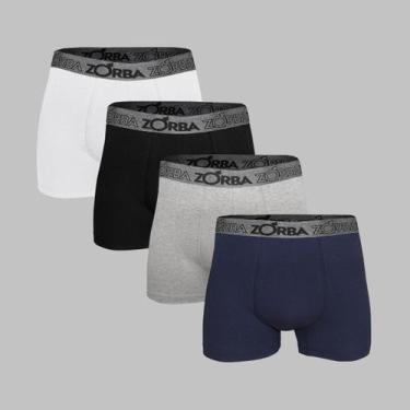 Imagem de Kit 4 Cuecas Zorba Boxer com Suporte Anatômico 667 Bco/Pto/Mes/Azul - 