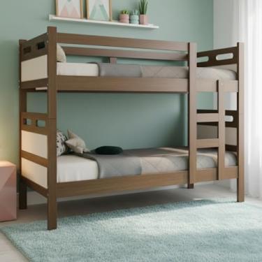 Imagem de Beliche Solteiro Compacta 2 em 1 Robusta e Segura Vira Duas Camas Elegantes (Legno/OffWhite)