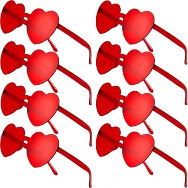 Imagem de Óculos de sol em formato de coração, sem aro e sem aro para festa, Vermelho