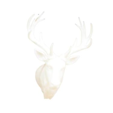 Imagem de Generic Cabeça de veado em miniatura para casa de bonecas, modelo de simulação de cabeça de animal em miniatura para jardim de fadas, Branco