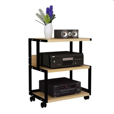 Imagem de Prateleira de canto com suporte de mídia AV de 3 camadas para toca-discos, armário de TV de canto móvel com rodas para casa/escritório/teatro, 3 cores