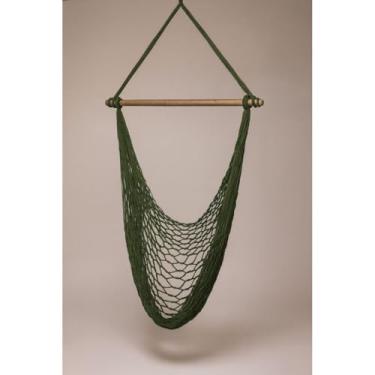 Imagem de Rede Cadeira Balanço Descanso Teto Suspensa Luxo Varanda Em Algodão Cor Marrom Caramelo Tons Terrosos Tendência 2025 (Verde Floresta)