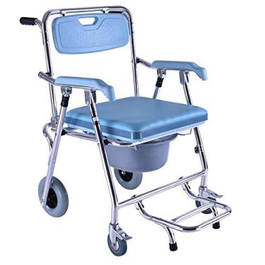 Imagem de WUHUQN Cômoda de cabeceira, cadeira, vaso sanitário, vaso sanitário, idosos, grávidas, deficientes, dobrável, banheiro, cadeira de banho, vaso sanitário portátil
