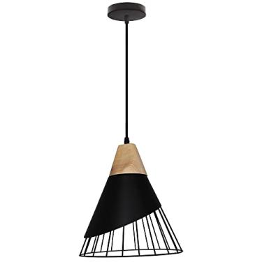 Imagem de CHENKUI Abajur estilo simples luminária de teto de madeira nórdica criativa decoração industrial lustre ajustável cabeça única luminária pendente E26/E27, para restaurantes, sala de estar, cozinha